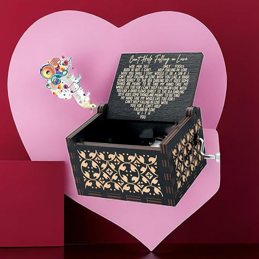 Romantic Can't Help Falling in Love Wood Music Box