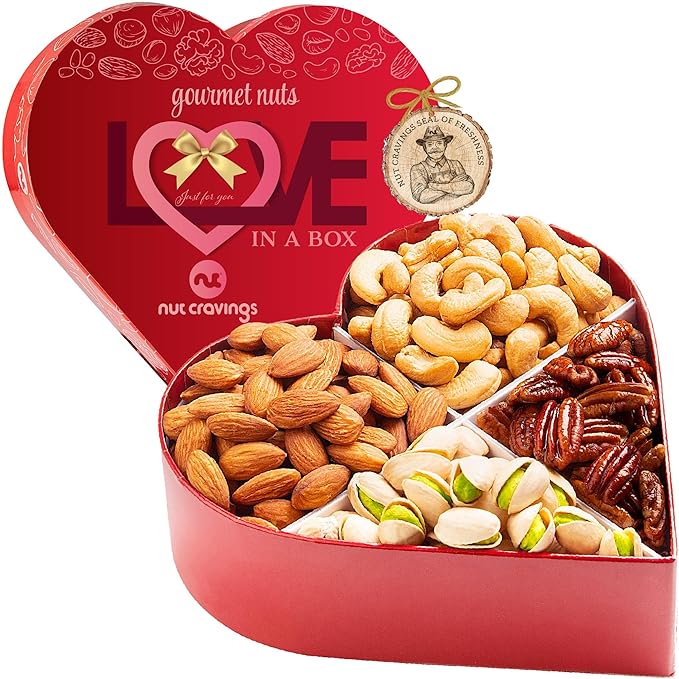 Nut Cravings Gourmet Collection - Mixed Nuts Heart Shaped Gift Basket