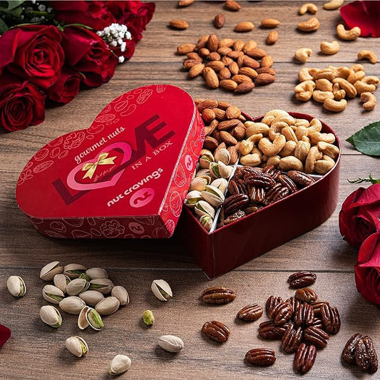 Nut Cravings Gourmet Collection - Mixed Nuts Heart Shaped Gift Basket